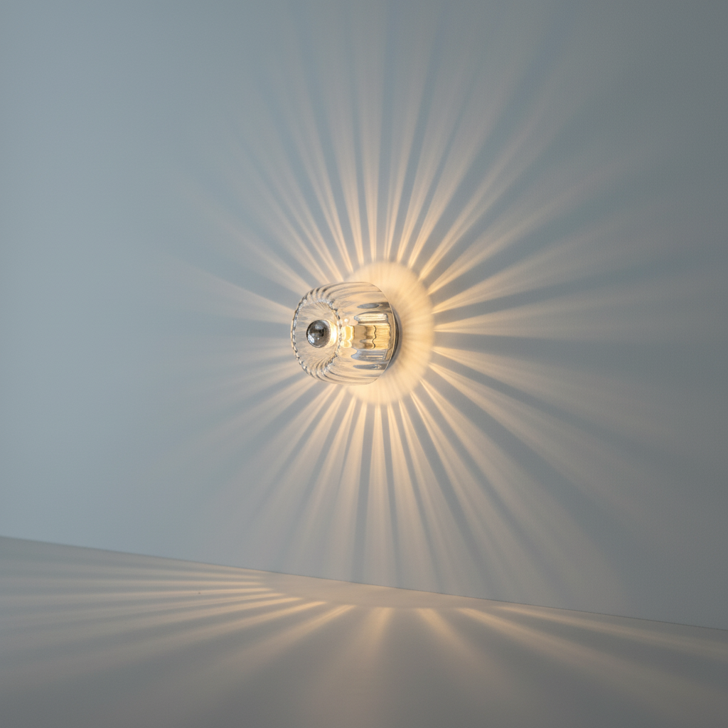 Bauhaus Inspired Ribbed Glass Metal Bracket Wall Light