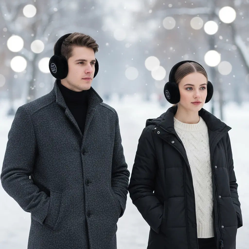 Fleece Insulated Wireless Bluetooth Ear Warmers Headphones With Microphone