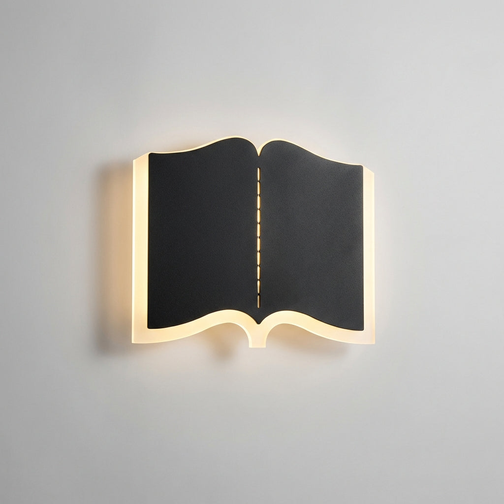 Sculptural Open Book Silhouette Iron Acrylic Wall Light
