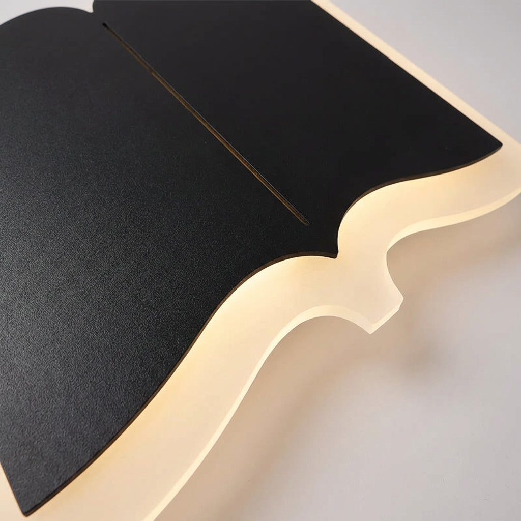 Sculptural Open Book Silhouette Iron Acrylic Wall Light