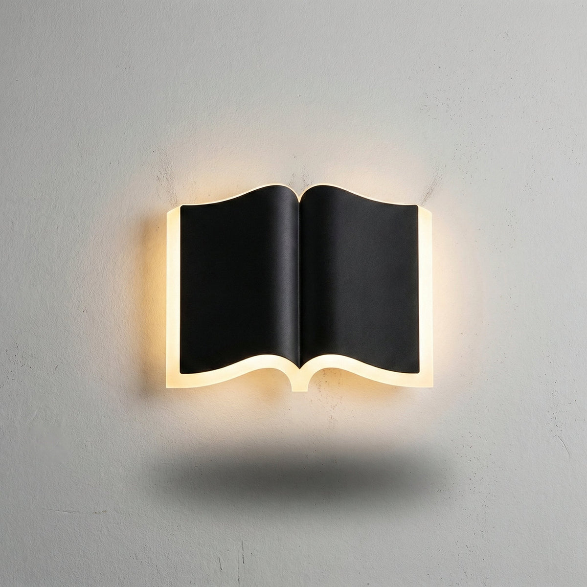 Sculptural Open Book Silhouette Iron Acrylic Wall Light