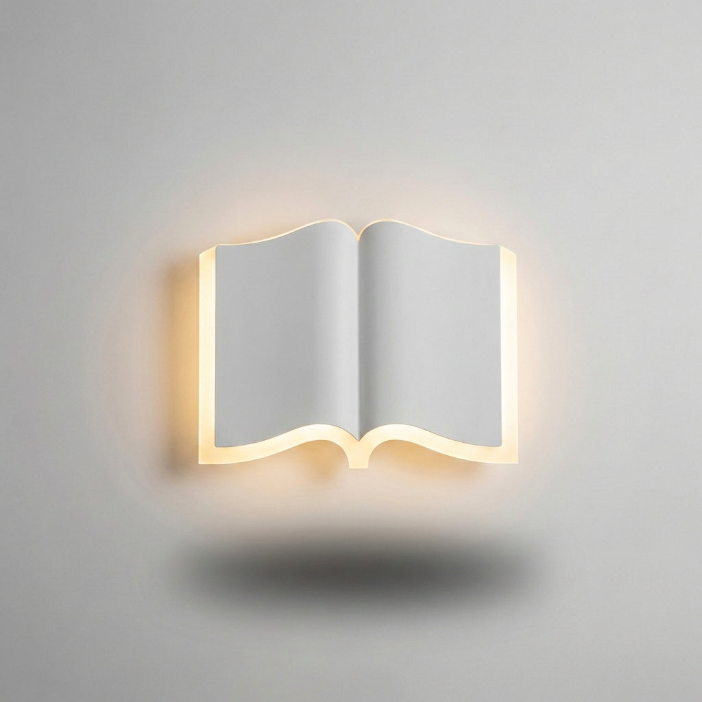 Sculptural Open Book Silhouette Iron Acrylic Wall Light