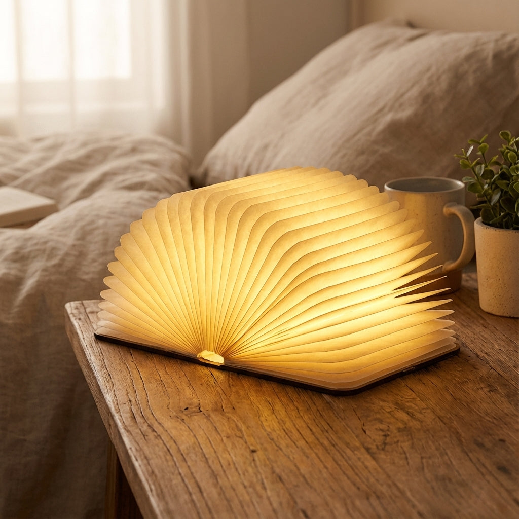 Sculptural Open Book Rechargeable Touch Sensor Table Lamp