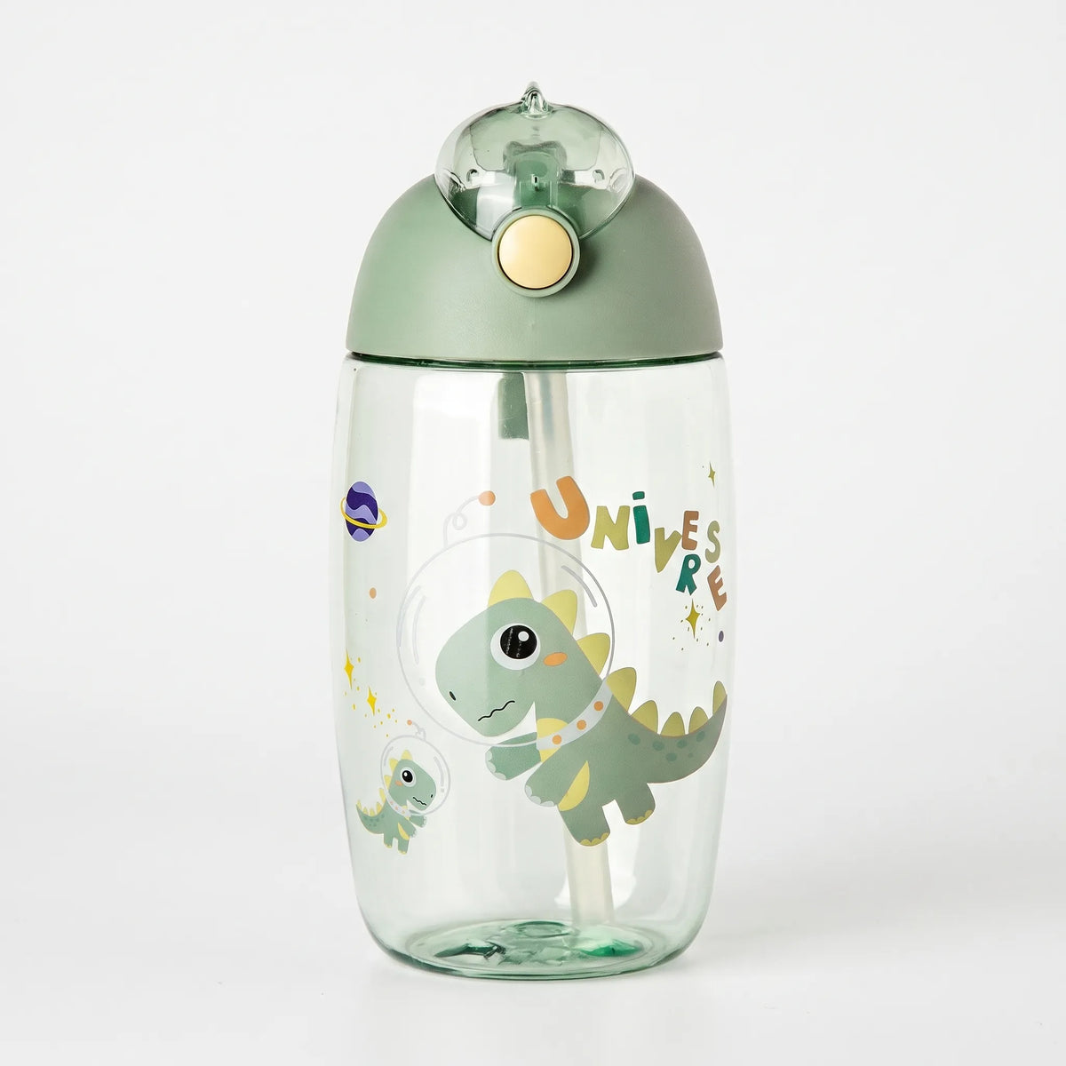 Cartoon Dinosaur Push Button Flip Top Kids Water Bottle
