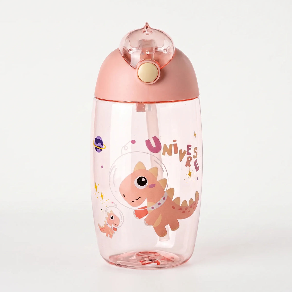 Cartoon Dinosaur Push Button Flip Top Kids Water Bottle