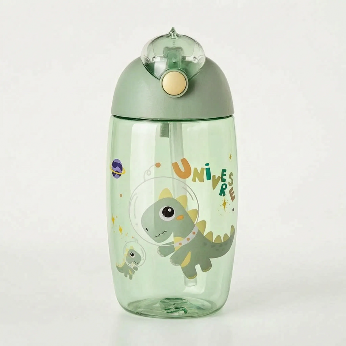 Cartoon Dinosaur Push Button Flip Top Kids Water Bottle