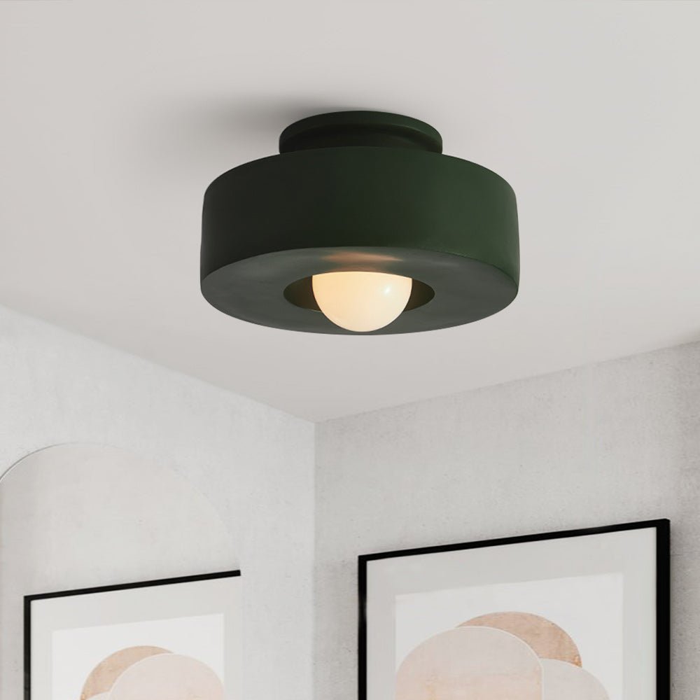Nordic Wabi-Sabi Cylindrical Ceramic-Style Matte Dimmable Ceiling Light