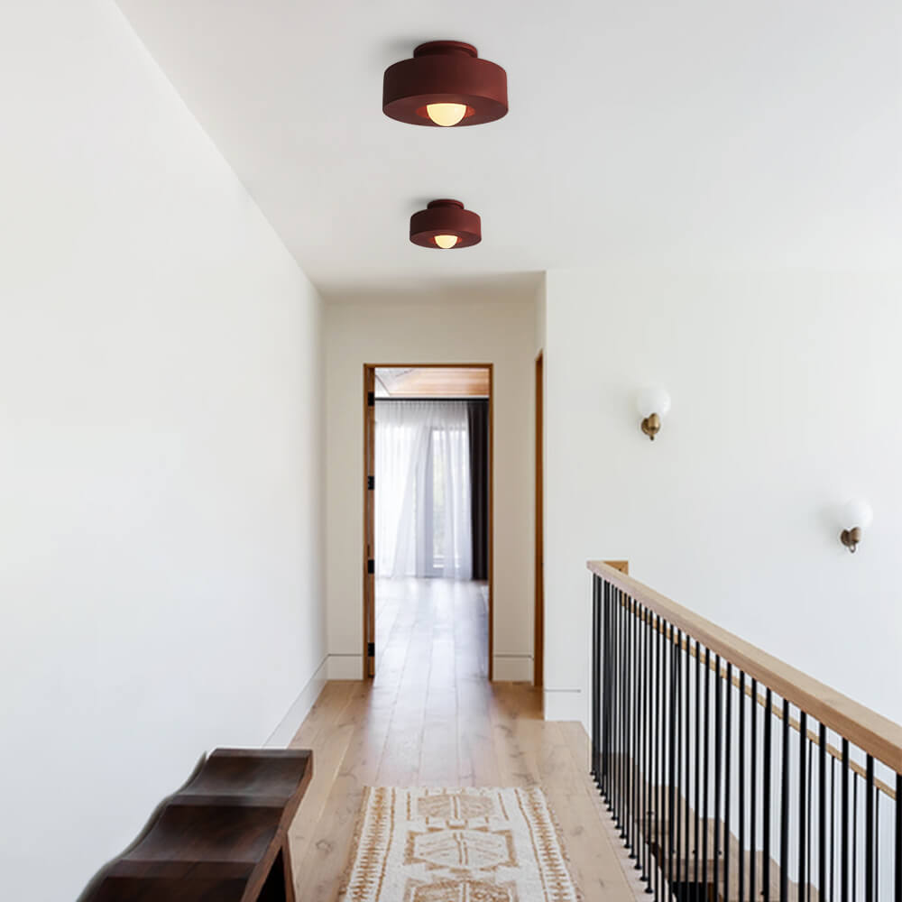 Nordic Wabi-Sabi Cylindrical Ceramic-Style Matte Dimmable Ceiling Light