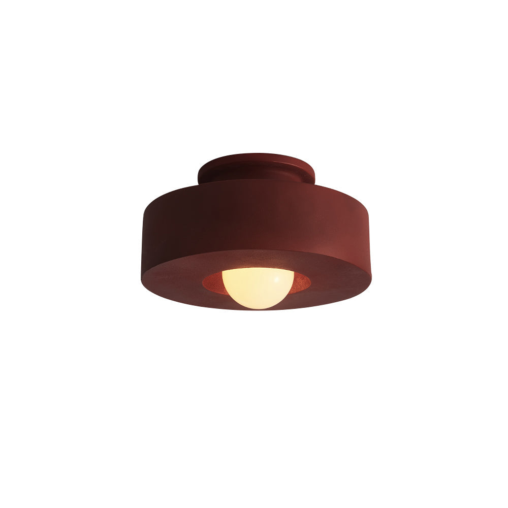 Nordic Wabi-Sabi Cylindrical Ceramic-Style Matte Dimmable Ceiling Light