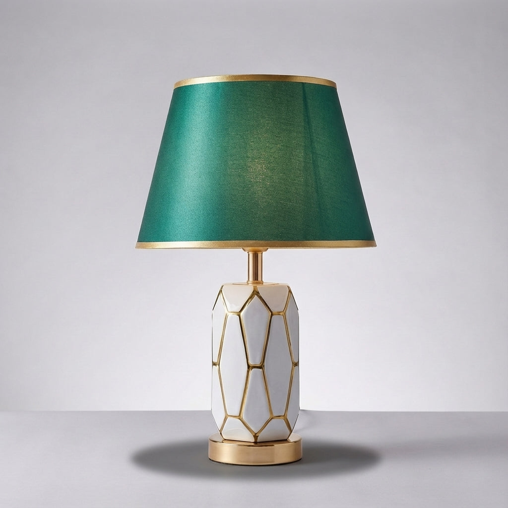 Retro Minimalist Ceramic Base Fabric Shade Table Lamp