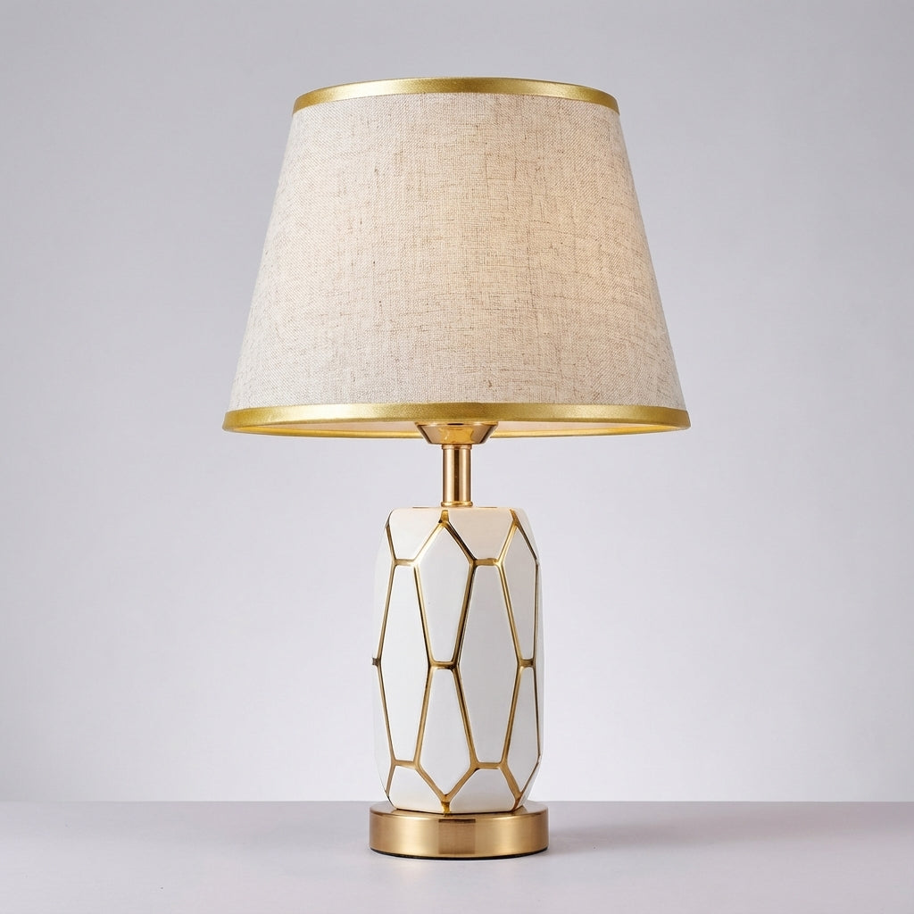 Retro Minimalist Ceramic Base Fabric Shade Table Lamp