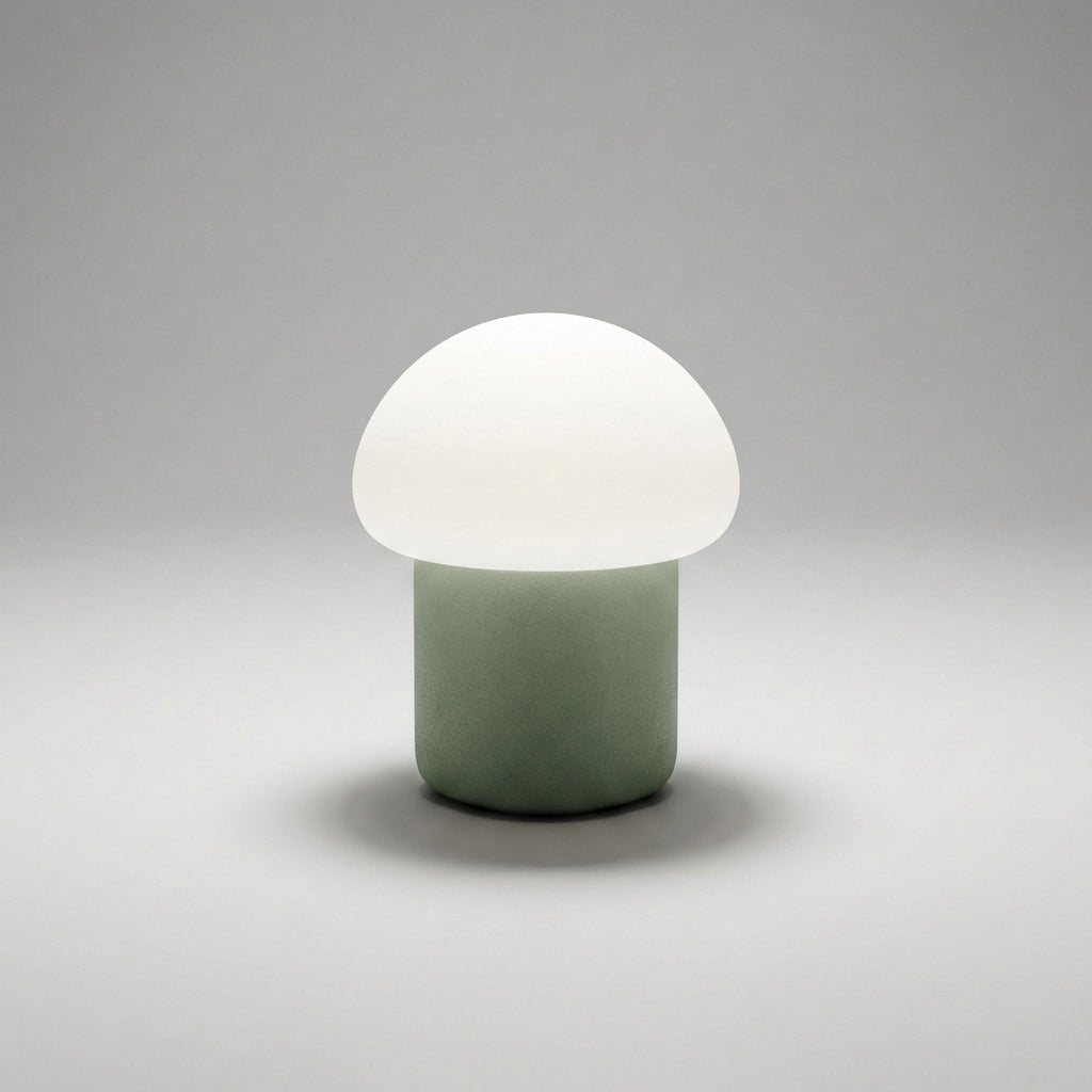 Compact Mushroom Silhouette Weighted Base Minimalist Table Lamp