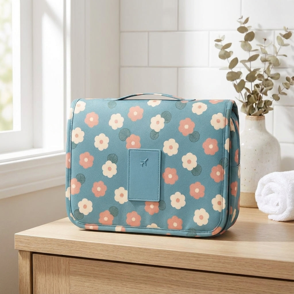 Compact Water-Repellent Multi-Compartment Hanging Toiletry Bag Organizer