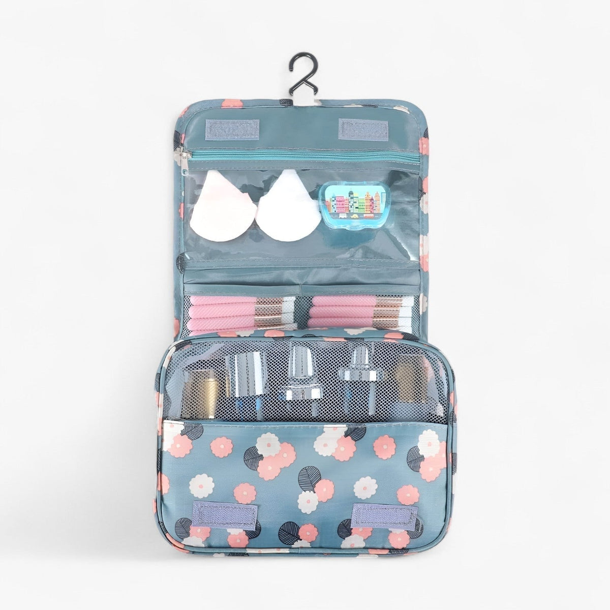 Compact Water-Repellent Multi-Compartment Hanging Toiletry Bag Organizer