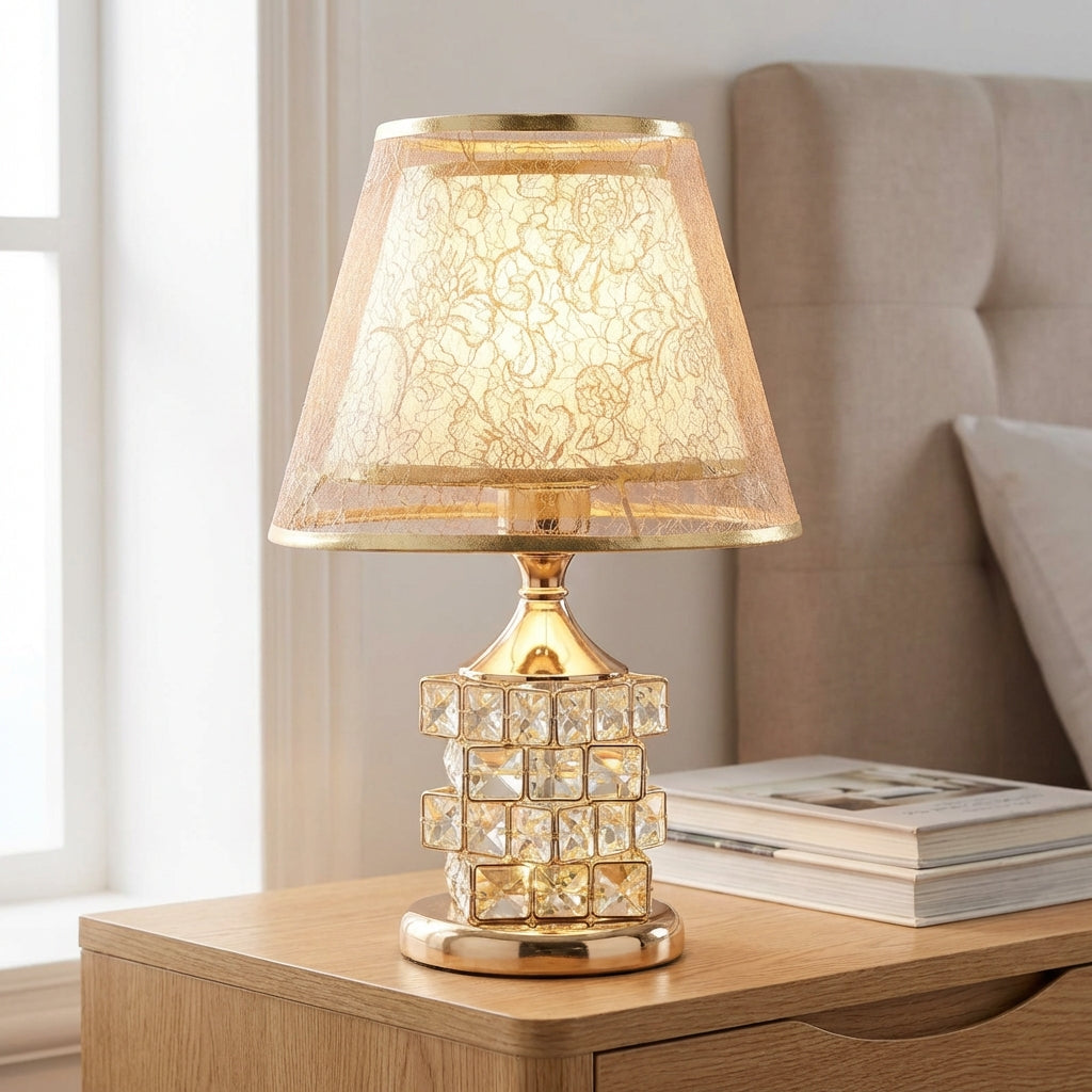 Layered Crystal Accent Dual Zone Adjustable Glow Table Lamp