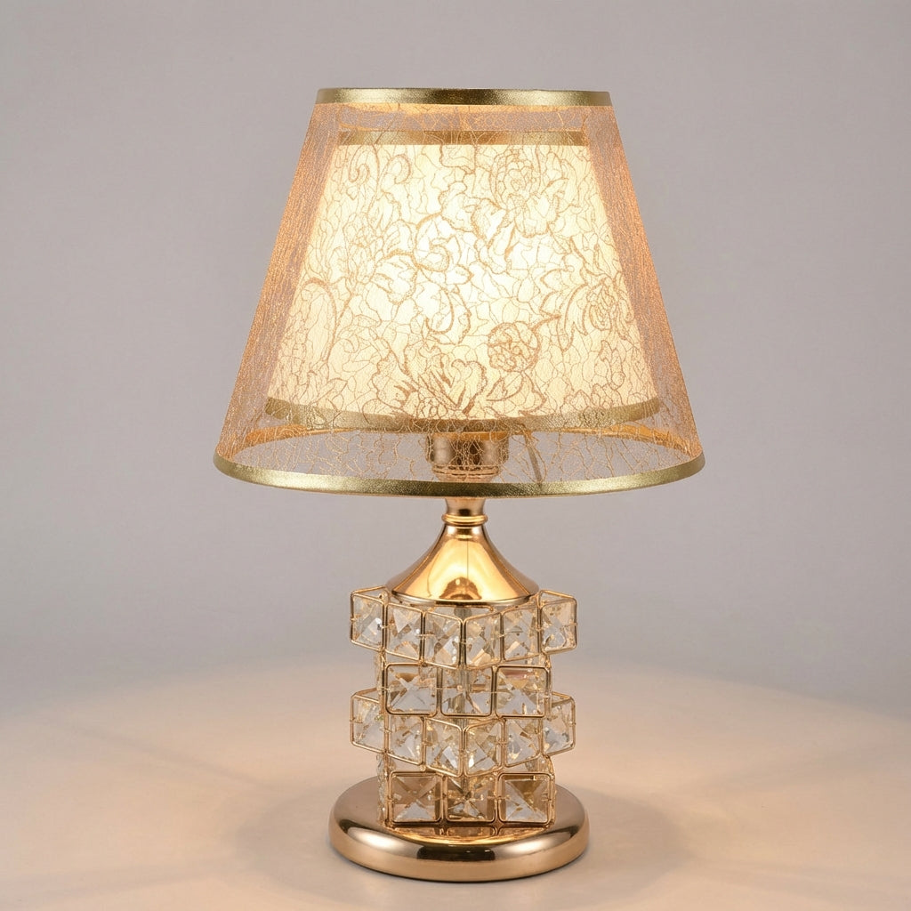 Layered Crystal Accent Dual Zone Adjustable Glow Table Lamp