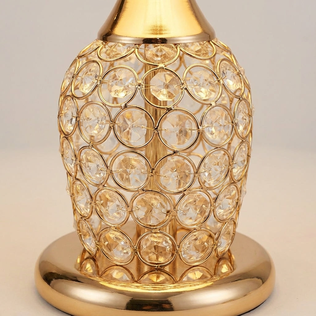 Sparkling Crystal Accent Slender Silhouette Tapered Drum Table Lamp