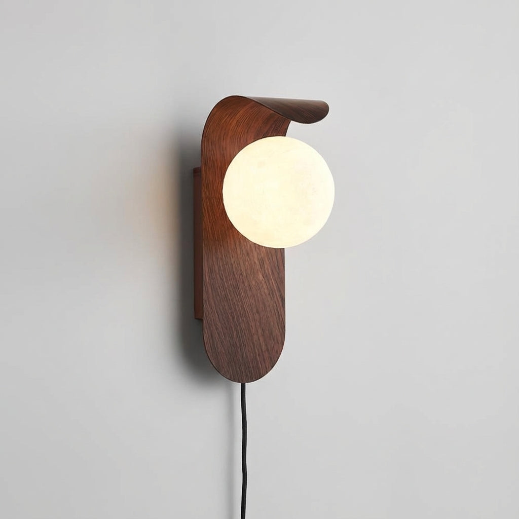 Sculptural Curved Rim Milk Glass Globe Wall Light