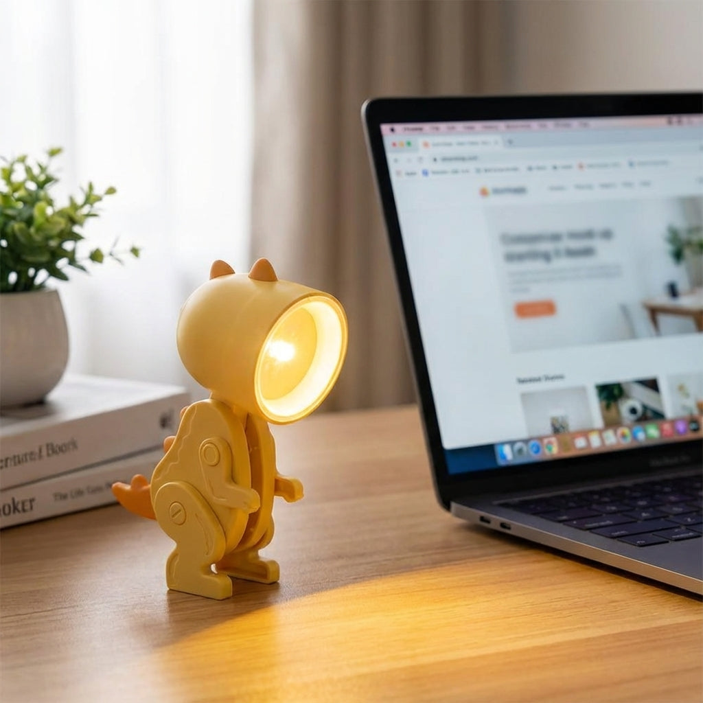 Foldable Dinosaur Character Compact Clip-Friendly Portable Table Lamp