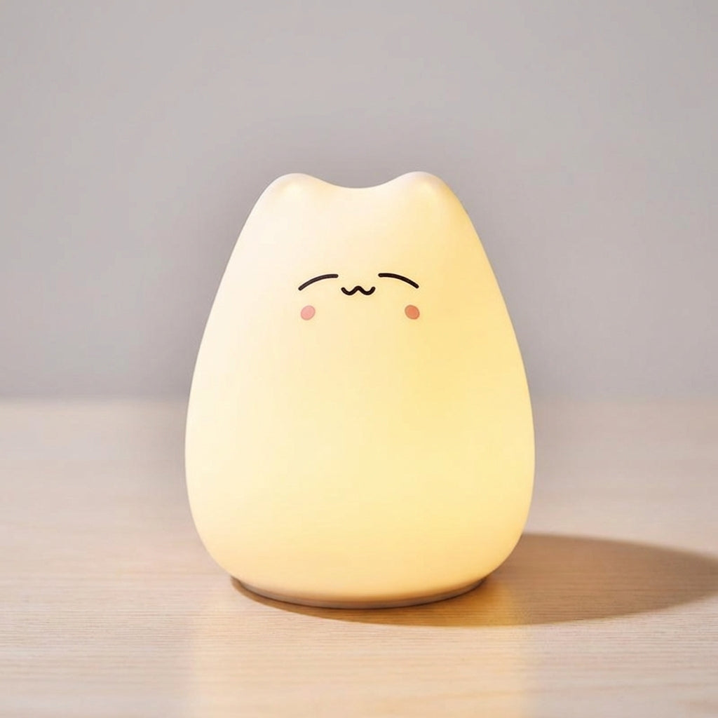 Cat Shaped Soft Silicone Rechargeable Touch Control Night Light Table Lamp