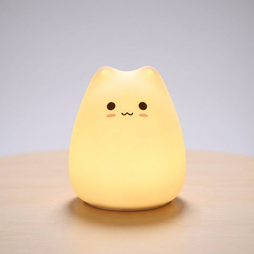 Cat Shaped Soft Silicone Rechargeable Touch Control Night Light Table Lamp