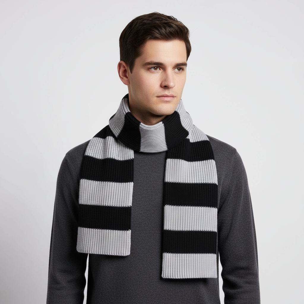 Thick Chunky Knitted Striped Soft Winter Scarf