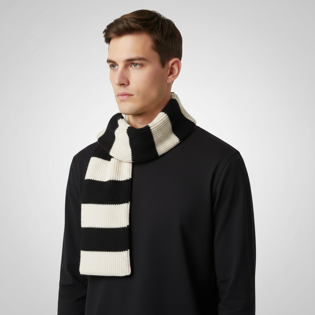 Thick Chunky Knitted Striped Soft Winter Scarf