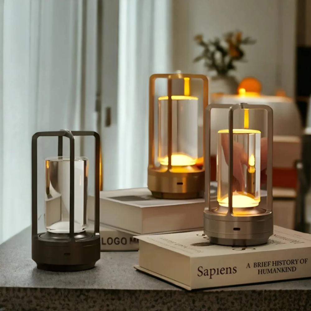 Modern Cylinder Metal Frame Touch Control Table Lamp