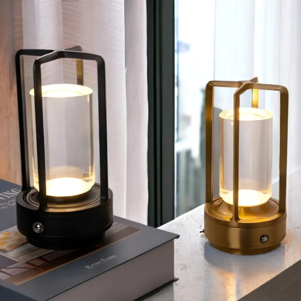 Modern Cylinder Metal Frame Touch Control Table Lamp