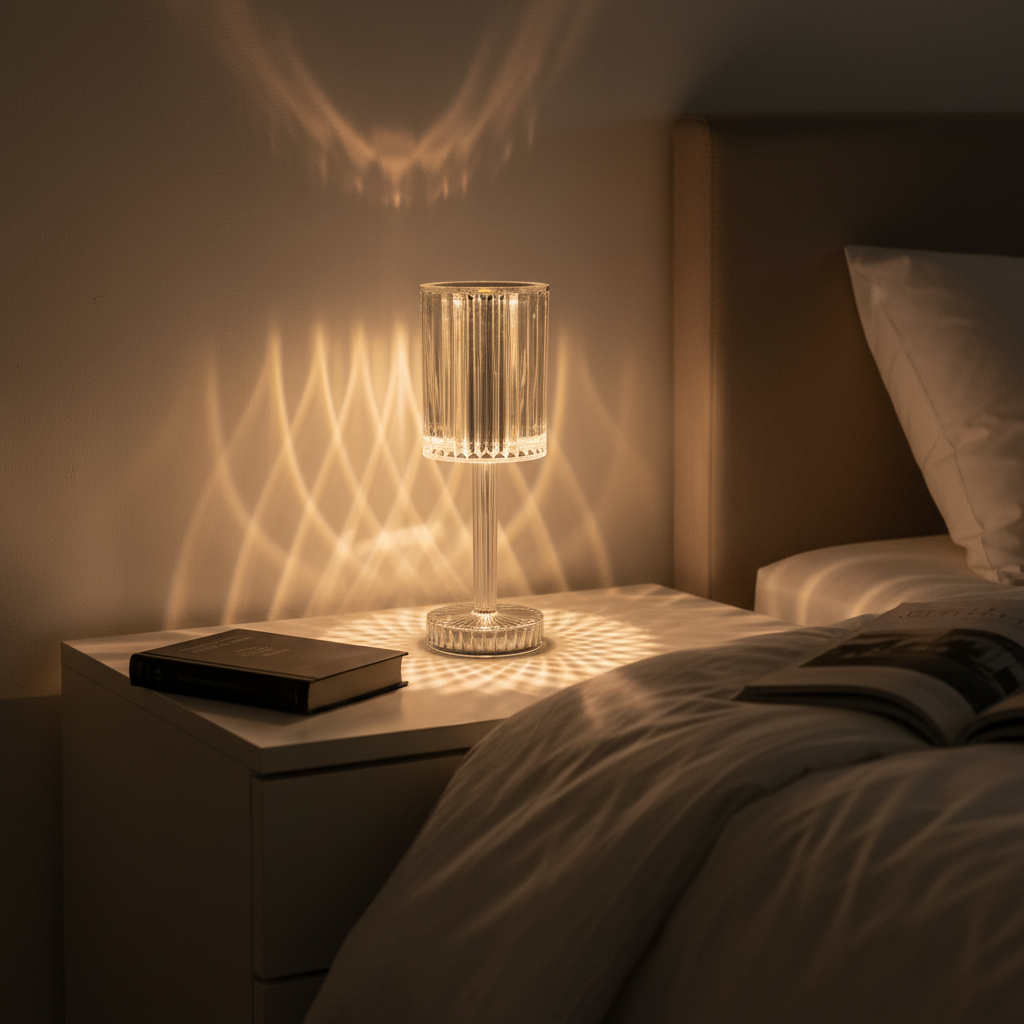 Double-Layered Crystal Shade Touch Control Dimmable Table Lamp