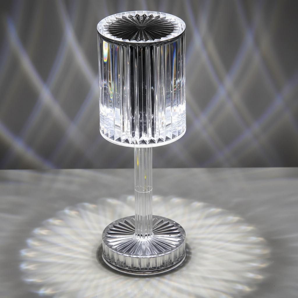Double-Layered Crystal Shade Touch Control Dimmable Table Lamp