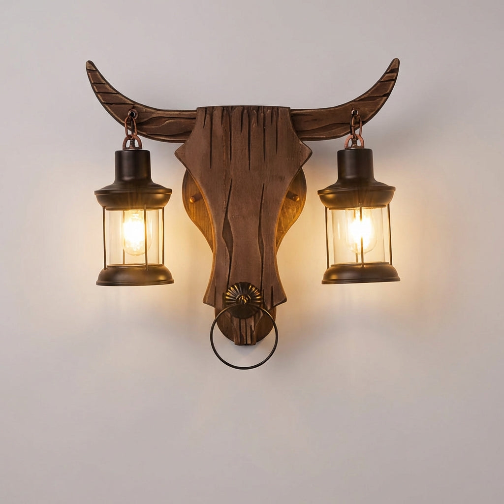 Vintage Inspired Dual Lantern Sculpted Backplate Wall Light