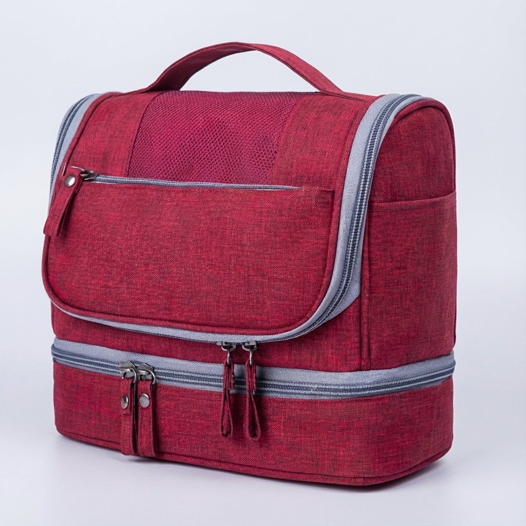Water-Resistant Multi-Compartment Hanging Hook Travel Toiletry Bag