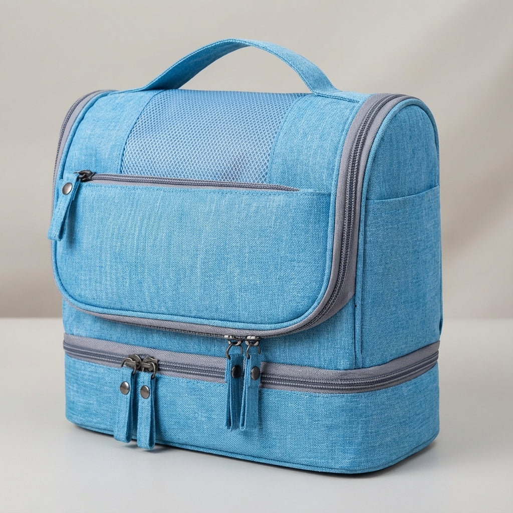 Water-Resistant Multi-Compartment Hanging Hook Travel Toiletry Bag
