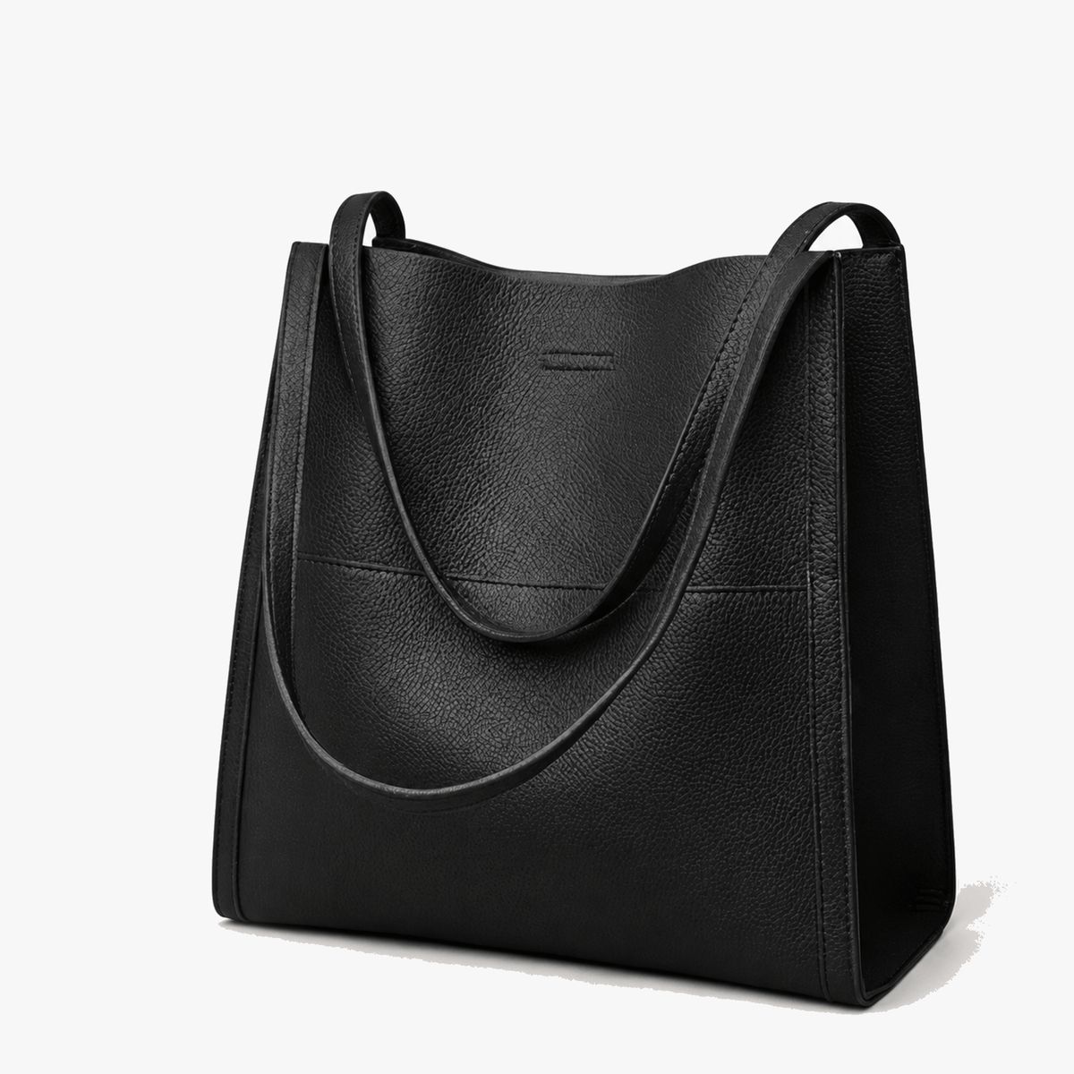 Structured Base Pebbled Leather Spacious Tote Shoulder Bag