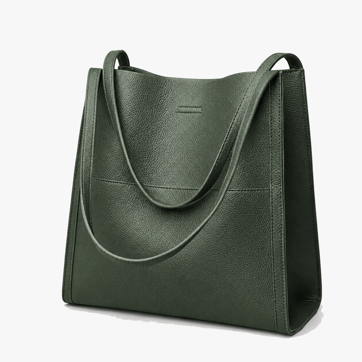 Structured Base Pebbled Leather Spacious Tote Shoulder Bag