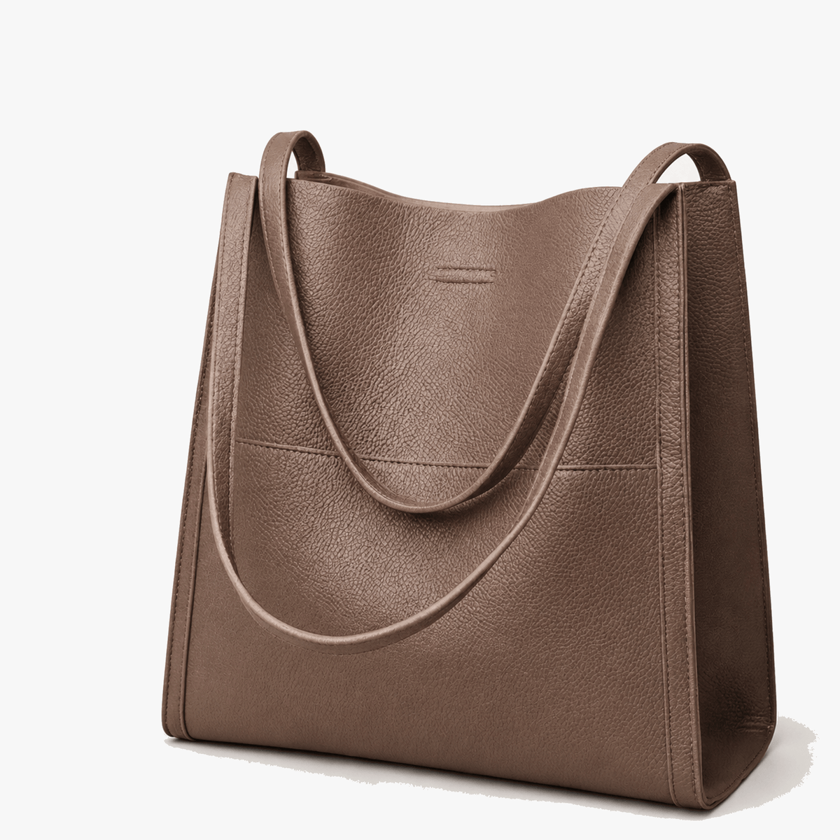 Structured Base Pebbled Leather Spacious Tote Shoulder Bag