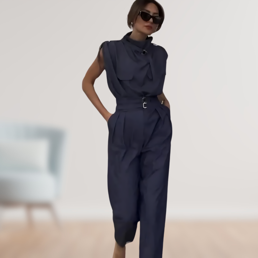 Elegant Sleeveless Jumpsuit | High-Waist Belted Fit 5