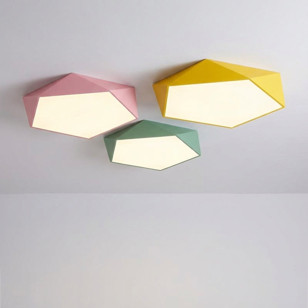 Geometric Pentagonal Iron Acrylic Flush Mount Ceiling Light