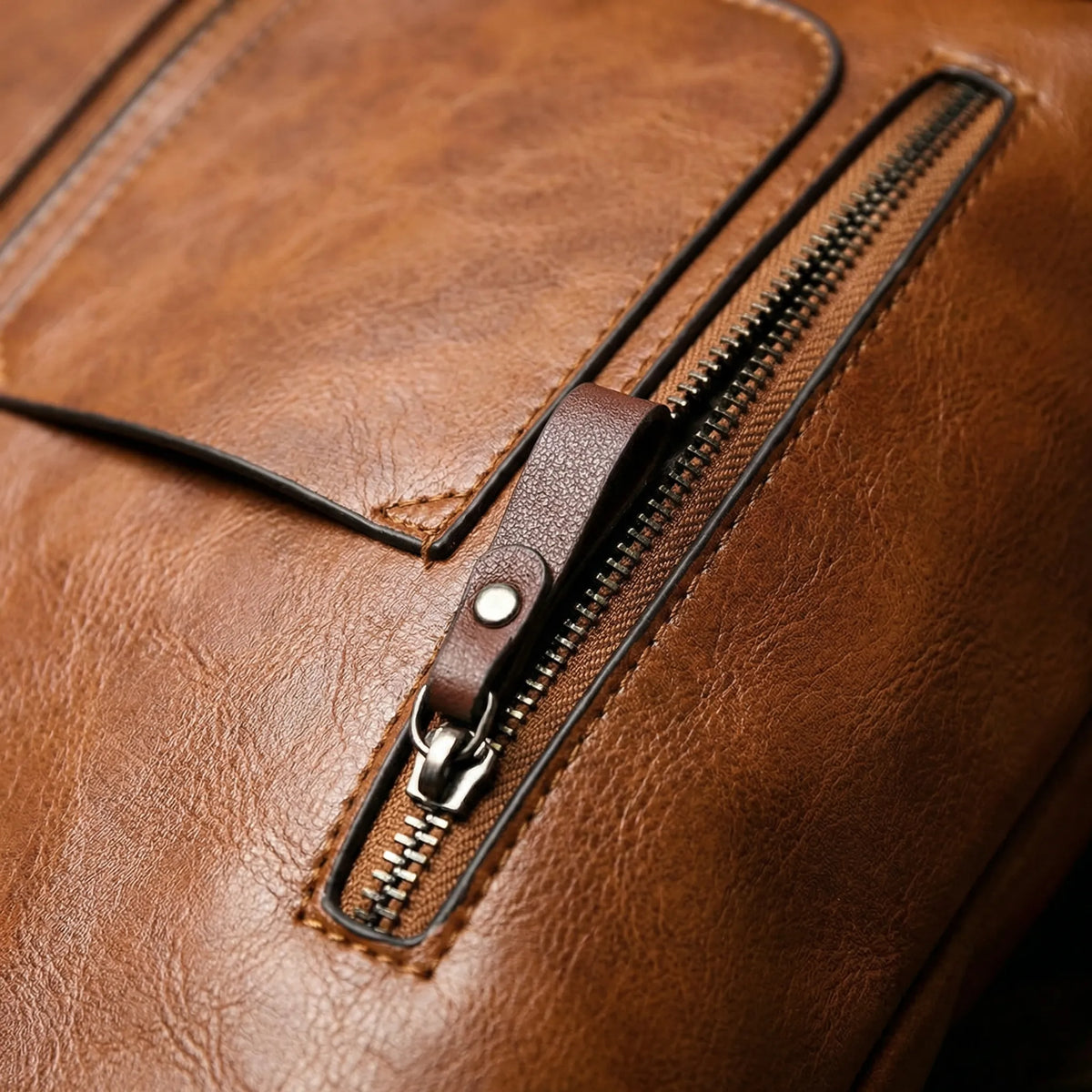Classic Textured Rectangular Multi Pocket Shoulder Bag With Handles