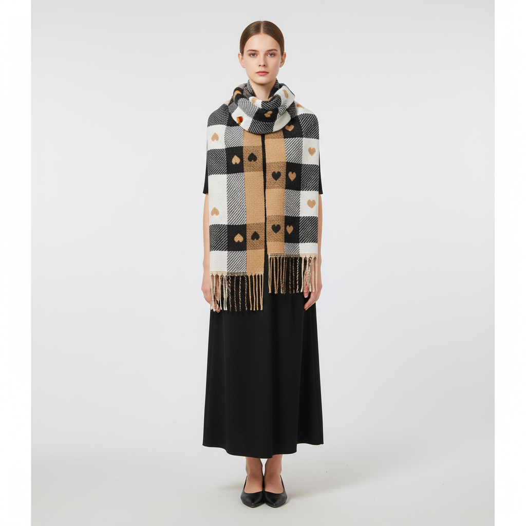 Soft Knitted Striped Windproof Women's Winter Scarf