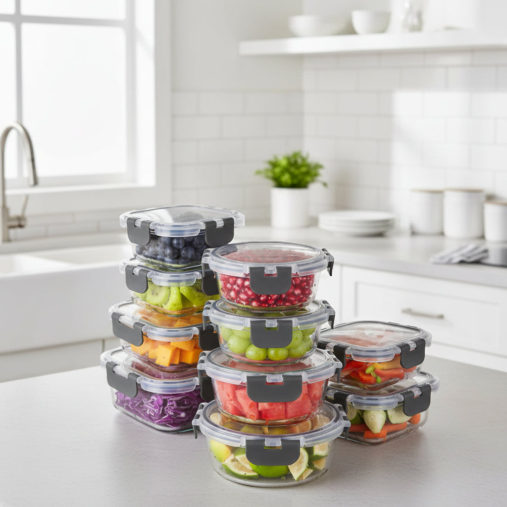 Airtight Borosilicate Glass Meal Prep Storage Container Set