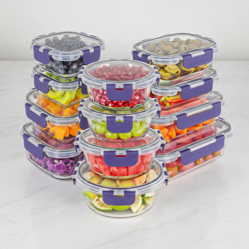 Airtight Borosilicate Glass Meal Prep Storage Container Set
