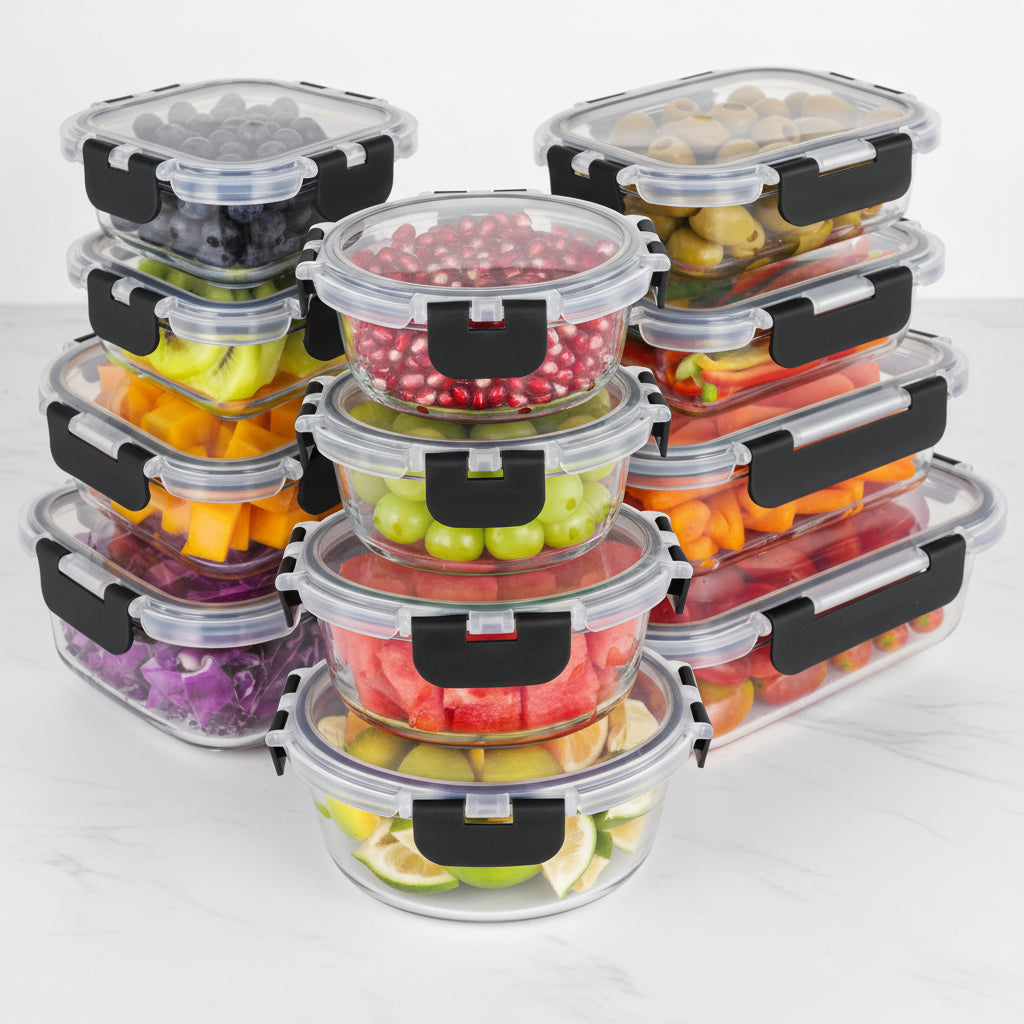 Airtight Borosilicate Glass Meal Prep Storage Container Set