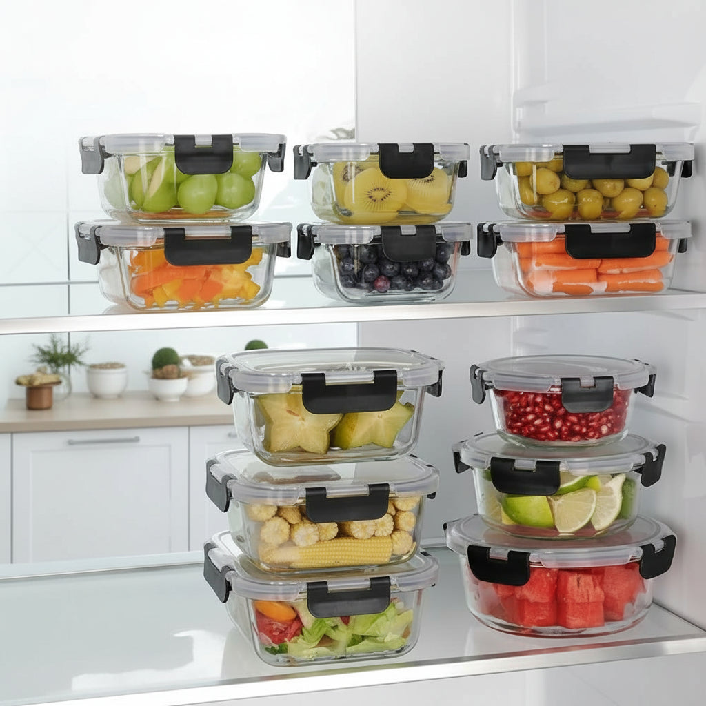 Airtight Borosilicate Glass Meal Prep Storage Container Set