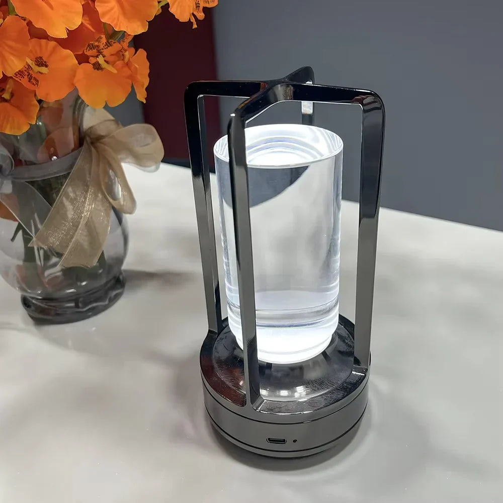 Modern Cylinder Metal Frame Touch Control Table Lamp