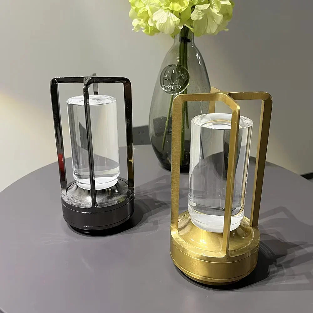 Modern Cylinder Metal Frame Touch Control Table Lamp