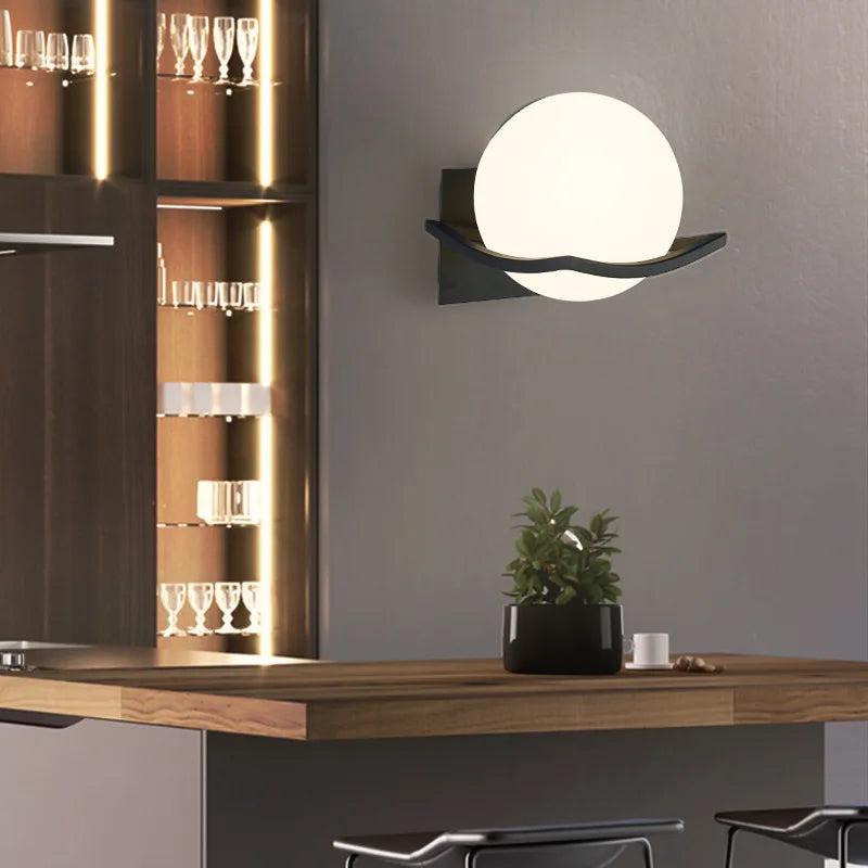 Minimalist European Opal Glass Globe Wall Light