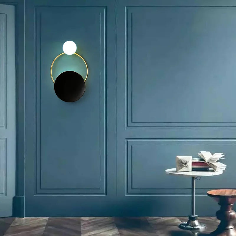 Sculptural Frosted Glass Spherical Halo Modern Wall Light