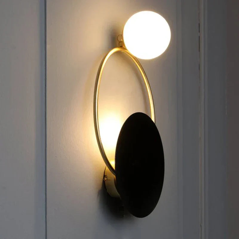 Sculptural Frosted Glass Spherical Halo Modern Wall Light